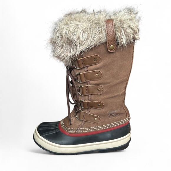 Sorel Joan of Arctic Brown Fur Snow Winter Boots Womens Size 6 Waterproof - Picture 4 of 9